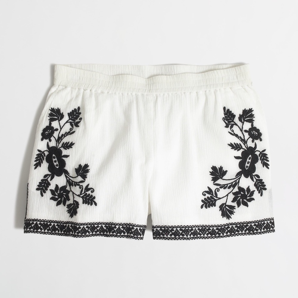 J Crew embroidered gauze shorts